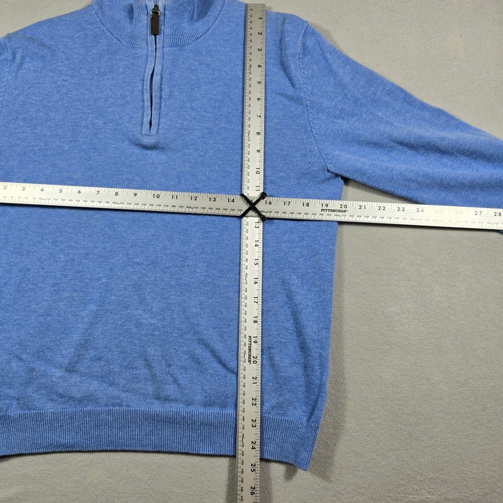 Roundtree & Yorke Mens Medium Blue Sweater 1/4 Zip Pullover Cotton Blend Solid - Picture 4 of 8